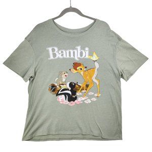Disney Bambi 2XL Light Green Crew Neck Short Sleeve Tee Thumper Flower Graphic